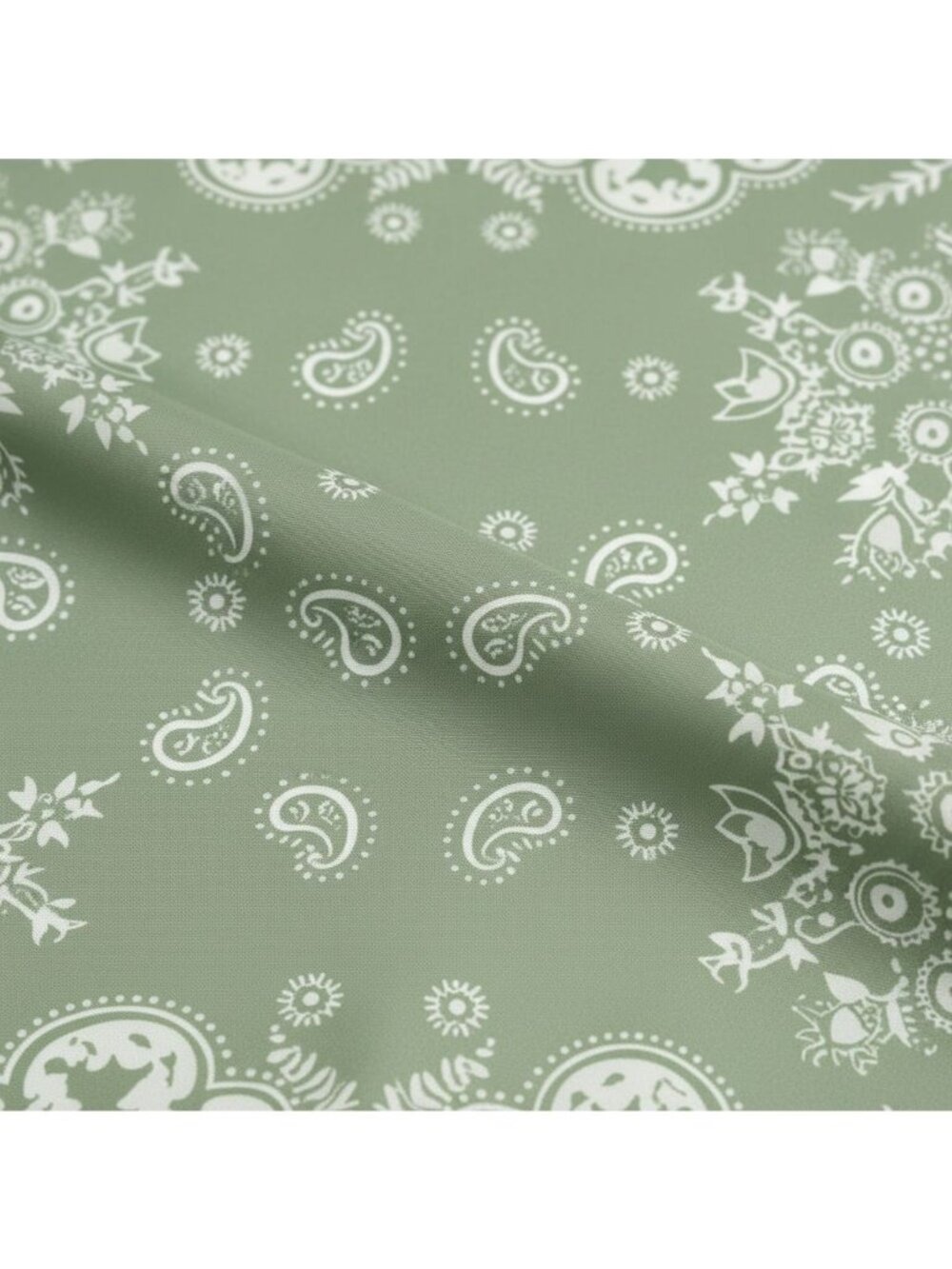 Sage Green Satin Paisley Scarf Bandana 26x26 Western Cowgirl Wild Rag - Picture 2 of 8